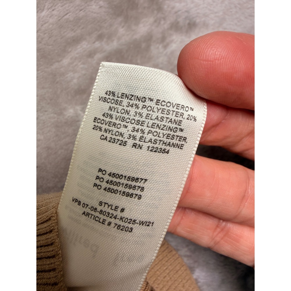 Wilfred Free Knit Cut Out Mini Dress Size Medium Camel‎ Ribbed Cap Sleeve - Picture 10 of 11